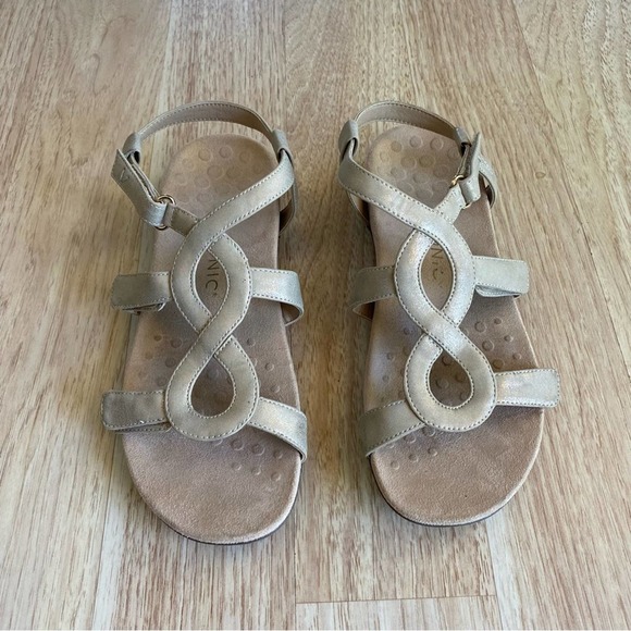 Vionic Metallic Creme Comfy Orthotic Jodie Backstrap Sandals Womens Size 10 - Picture 4 of 9